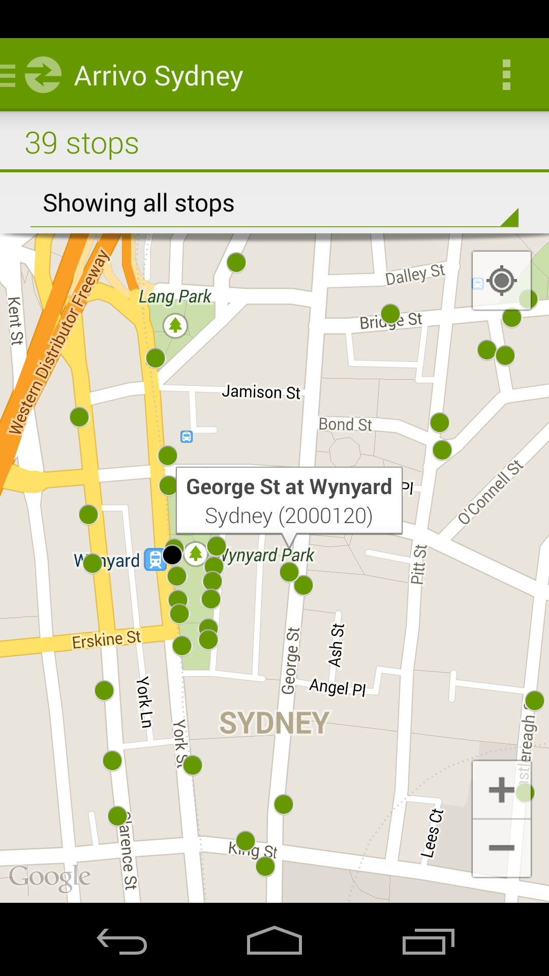 Android application Arrivo Sydney Transit App screenshort
