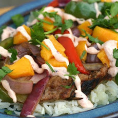 Mango Pork Fajitas With Chipotle Sour Cream