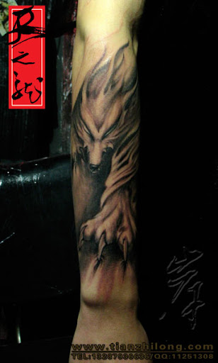 Wolf tattoo design.