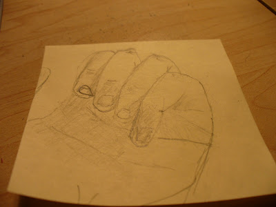 A drawing of a hand.