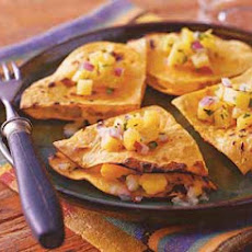 Cheese and Hominy Quesadillas with Tropical Salsa