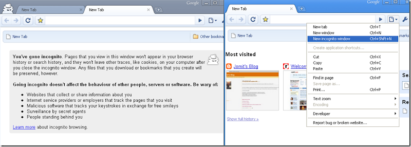 Google Crome incognito window