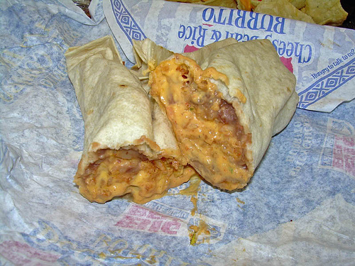 taco bell bean burrito on wrapper