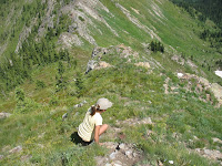 Descending the last steps to the summit