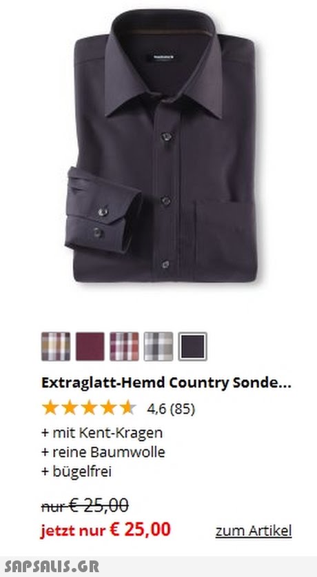 Extraglatt-Hemd Country Sonde... 4,6 (85) + mit Kent-Kragen + reine Baumwolle + bügelfrei jetzt nur 25,00 zum Artikel 