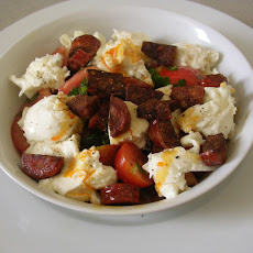 Tomato and Mozzarella Salad with Chorizo