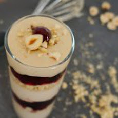 Coffee Mascarpone with Fresh Cherries & Roasted Hazelnuts