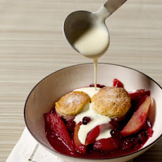Pear and Cranberry Cobbler with Citrus-Infused Custard Sauce