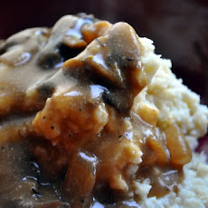 Mashed Garlicky Potatoes with Portobello Gravy