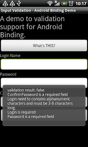 Validate:Android Binding Demo