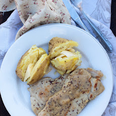 Pork loin with lager beer and mustard