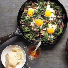 Fried Eggs with Greens and Mushrooms