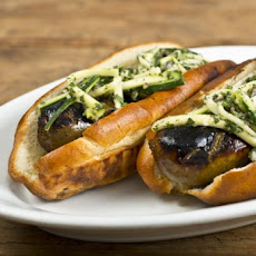 Merguez Dog With Zucchini-Mint Slaw