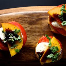 Peach Tomato and Mozzarella Crostini