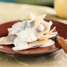 Mushroom Ravioli with Parmesan-Chive Sauce