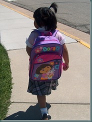 First Day of School - Aug 12, 2008 004 - Mindy and Backpack