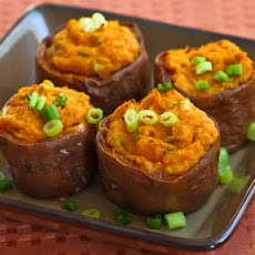 Twice-Baked Sweet Potato Cups with Sour Cream, Chipotle, and Lime