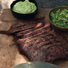 Beer-Marinated Flank Steak with Aji and Guacamole