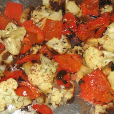 Roasted Cauliflower With Garlic & Red Peppers