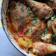 Chicken that Fancies Itself Spanish with Lemons, Onions & Olives