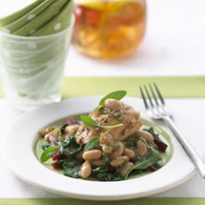 Braised Chicken With White Beans & Baby Spinach