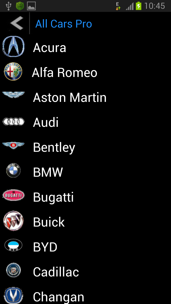 Android application All Cars Pro screenshort