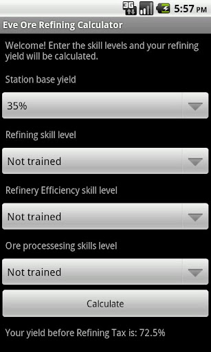 Eve Ore Refining Yield Calc