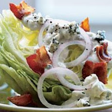 Iceberg Wedge with Warm Bacon and Blue Cheese Dressing