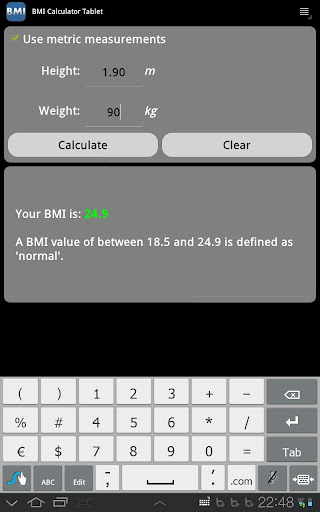 BMI Calculator Tablet