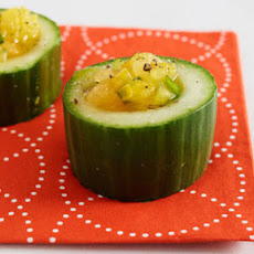 Yellow Tomato Gazpacho in Cucumber Cups