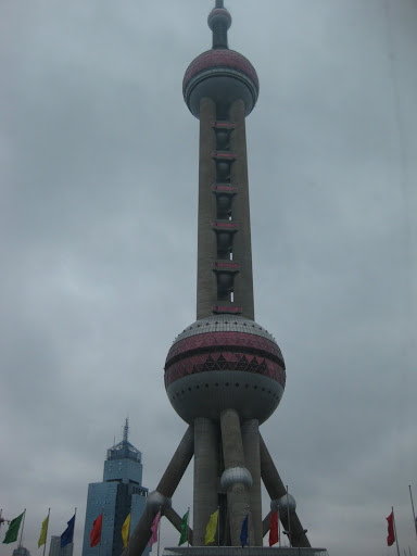 Shanghai, China, May 28, 2008. The Oriental Pearl TV Tower is located in Pudong Park in Lujiazui, Shanghai, This 468 meters high (1,536 feet) tower is the world's third tallest TV and radio tower surpassed in height only by towers in Toronto, Canada and Moscow, Russia.