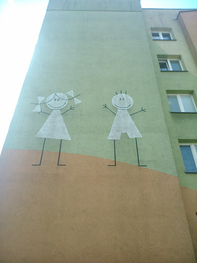 Mural - Dziewczynka i Chłopiec