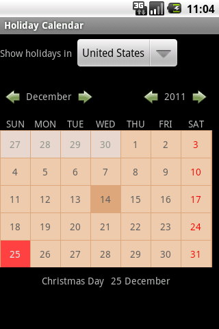 Holiday Calendar