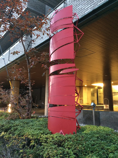 赤い楕円柱 オブジェ