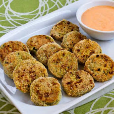 Oven-Fried Green Tomatoes with Sriracha-Ranch Dipping Sauce (Gluten-Free, Low-Carb, Phase One)