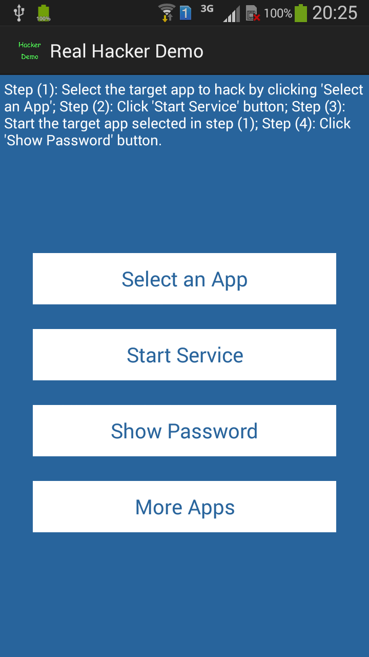 Android application Real Hacker Demo screenshort