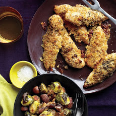 Parmesan Chicken with Mushrooms and Brussels Sprouts