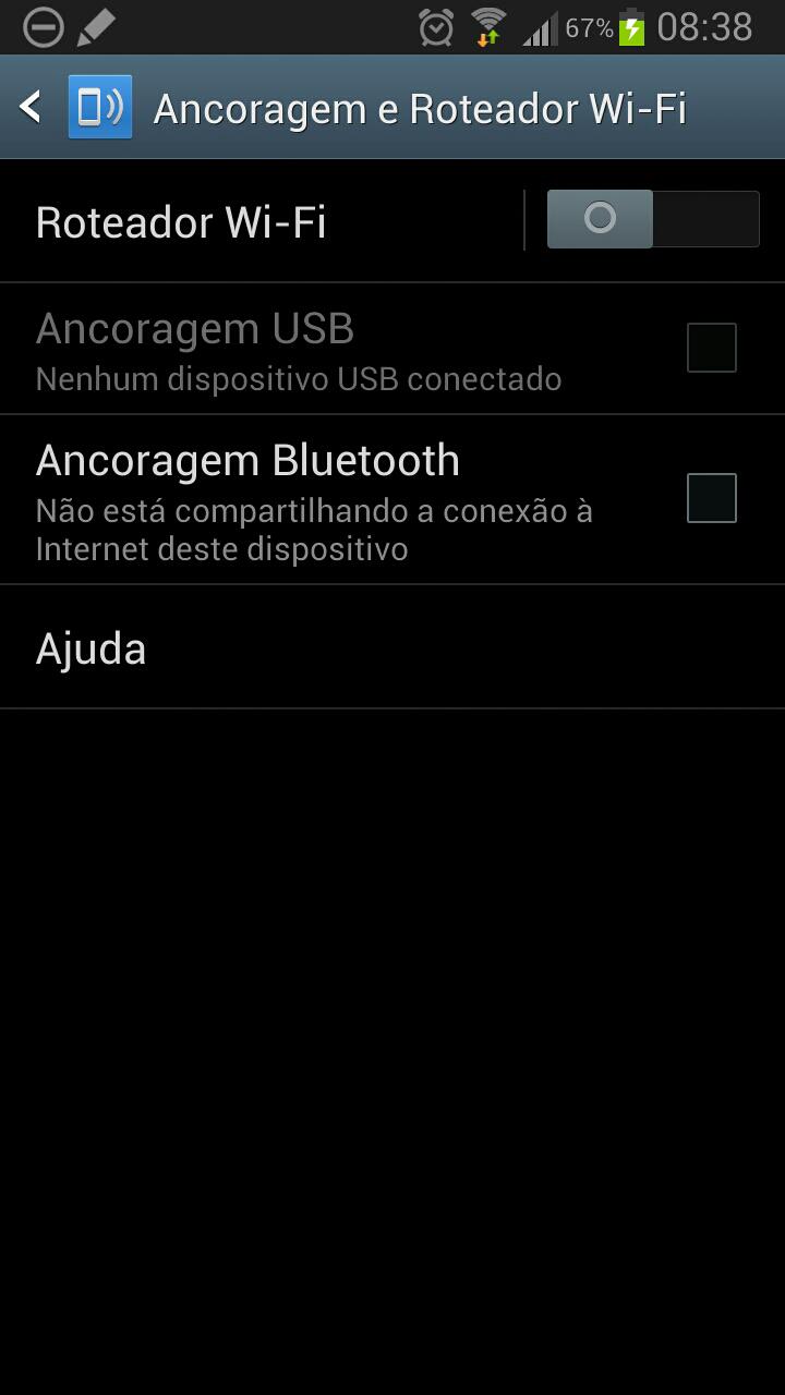 Android application Tethering shortcut screenshort