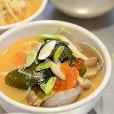 Miso Clam Soup with Yuba on Silken Tofu