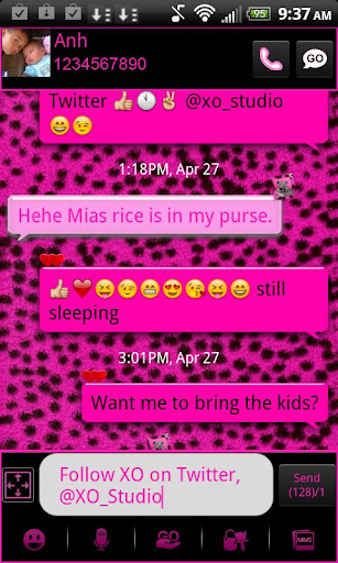 Pink Cheetah theme GO SMS PRO