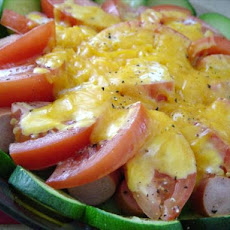 One-dish Frank, Tomato and Zucchini Lunch