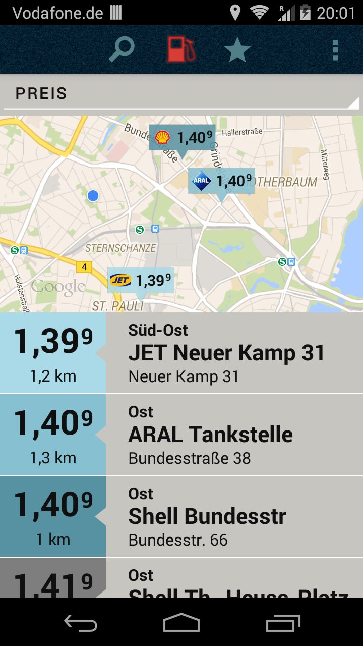 Android application TankProfi Benzinpreis screenshort