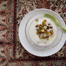 White-chocolate Mahlabi with Pistachio Cardamom Saffron & Orange-flower Water