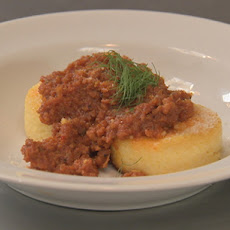 Polenta Cakes with Quick Sausage Sauce