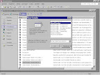 Microsoft Access 2002 biedt wizards voor een breed scala aan taken. Op de achtergrond het databasevenster.