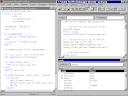 Een debug sessie in de aparte Visual FoxPro Debugger met op de achtergrond het Editing Window.