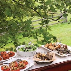 Grilled Eggplant with Balsamic Vinegar, Feta, and Grilled Baguette