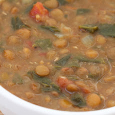 Vegetarian Lentil Soup with Spinach, Tomatoes, and Cumin