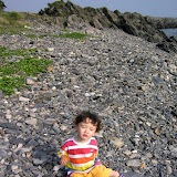 Eidan on the rocky beach at Yudomari onsen, Yakushima