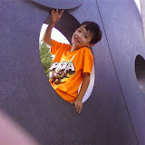 Kai on the Awakening statue at Villanova Kai on the Awakening statue at Villanova